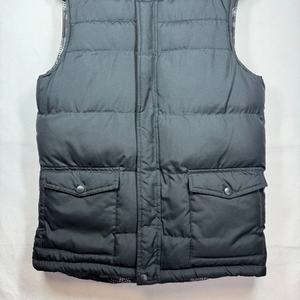Cherokee Women's Puffer Vest‎ Reversible Black Gray Camo Sz Large 12/14